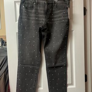 Time and Tru Black Studded Straight Leg Jeans